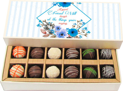 

Chocholik Friendship Gift - The Only Rose Without Thrones Is Friendship - Dark, Milk, White Chocolate Truffles - 12pc Truffles(180 g)