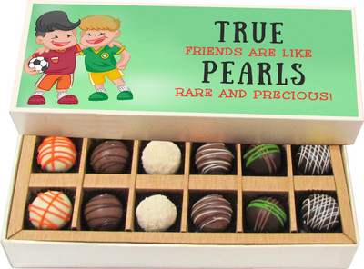 

Chocholik Friendship Gift - Some People Are Lovers Some Are Soulmate - Dark, Milk, White Chocolate Truffles - 12pc Truffles(180 g)