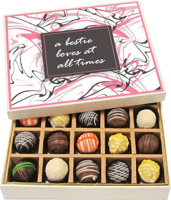 

Chocholik Friendship Gift - A Friend Is Someone Who Knows You - Dark, Milk, White Chocolate Truffles - 20pc Truffles(300 g)