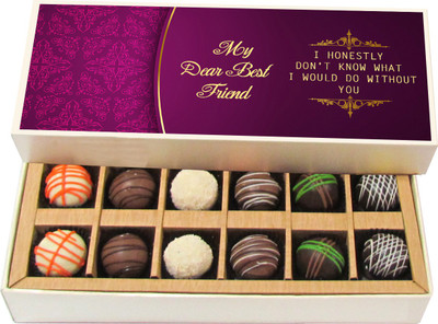 

Chocholik Friendship Gift - Make New Friends, but Keep the Old - Dark, Milk, White Chocolate Truffles - 12pc Truffles(180 g)