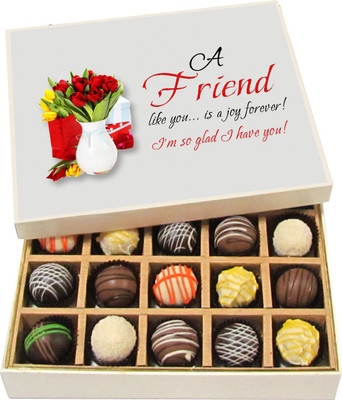 

Chocholik Friendship Gift - Scold a Friend in Private and Kudos Him in Public - Dark, Milk, White Chocolate Truffles - 20pc Truffles(300 g)