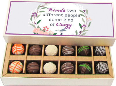 

Chocholik Friendship Gift - The Best Antiques Are Old Friends! - Dark, Milk, White Chocolate Truffles - 12pc Truffles(180 g)