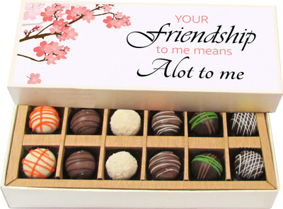 

Chocholik Friendship Gift - My Best Friend Is the One Who Brings Out the - Dark, Milk, White Chocolate Truffles - 12pc Truffles(180 g)