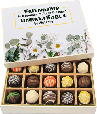 

Chocholik Friendship Gift - World Is Full of Smiles, Whenever Friends Are With Me - Dark, Milk, White Chocolate Truffles - 20pc Truffles(300 g)