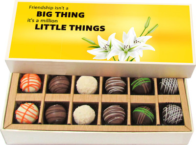 

Chocholik Friendship Gift - Friend, You Are the Rarest and Most Valuable Gem in My Life - Dark, Milk, White Chocolate Truffles - 12pc Truffles(180 g)