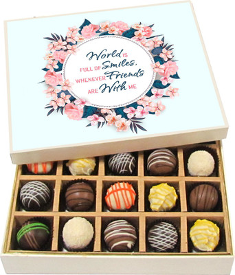 

Chocholik Friendship Gift - A Beautiful Friendship Can Change People - Dark, Milk, White Chocolate Truffles - 20pc Truffles(300 g)
