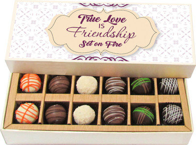

Chocholik Friendship Gift - My Dear Best Friend I Honestly Don't Know What - Dark, Milk, White Chocolate Truffles - 12pc Truffles(180 g)