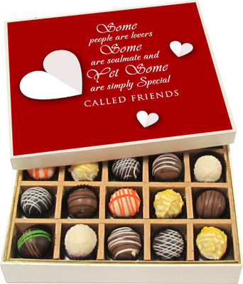 

Chocholik Friendship Gift - Love Is Blind Friendship Closes Its Eyes - Dark, Milk, White Chocolate Truffles - 20pc Truffles(300 g)