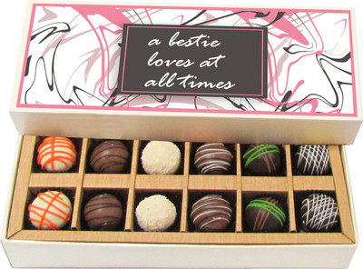 

Chocholik Friendship Gift - A Friend Is Someone Who Knows You - Dark, Milk, White Chocolate Truffles - 12pc Truffles(180 g)
