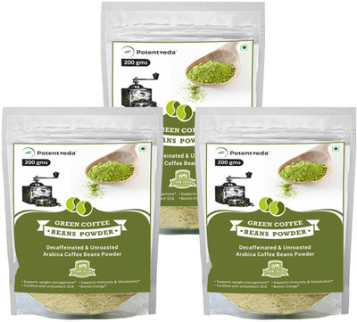 

Potentveda Green Coffee Beans Powder for weight loss Decafienated unroasted for Men & Women 200 gm in each pack Roast & Ground Coffee 600 g(Pack of 3, Green Coffee Flavoured)