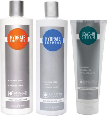 

AMAZON KERATIN HYDRATE SHAMPOO, HYDRATE CONDITIONER, LEAVE-IN CREAM(Set of 3)