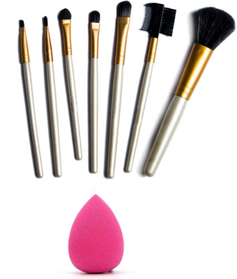 

HBO 7pc Hi-Quality Makeup Brush with Leather Case + 1 Makeup Blender Puff(Set of 8)