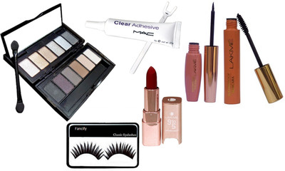 

Fancify Eyelashes&Naked Smoking Eyeshadow Palette,Mac Lashfix Adhesive For Strip Lashes,9 to 5 Liquid Eyeliner,Mascara,Matte Finish Lipstick(Set of 6)