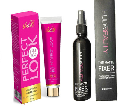 

iba halal care PERFECT LOOK 24 KARAT GOLD MATCHES ALL SKIN TONES BB CREAM 30 G WITH THE MATTE MAKE UP FIXER 100 ML PACK(Set of 2)