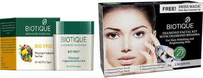 

BIOTIQUE BIO Bio Diamond Facial Kit, Bio Fruit Face Pack(Set of 2)