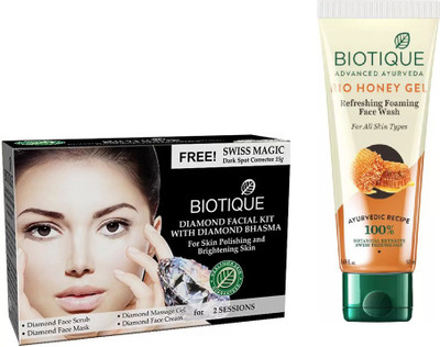 

BIOTIQUE BIO Bio Diamond Facial Kit, Bio Honey Gel Refreshing Foaming Face Wash(Set of 2)