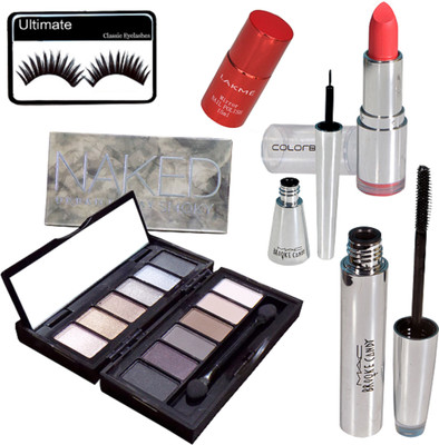 

Ultimate Eyelashes&Lakme Nail Colour&Brooke Candy Liner&Mascara&ColourBar Lipstick&Naked Urban Decay Smoky 12 shade travel pack palette(Set of 6)