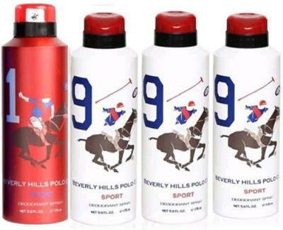 

Beverly Hills Polo Club Sport 1 and 9 Combo set of 4 Body Spray - For Men(700 ml, Pack of 4)