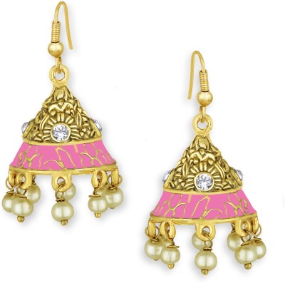 SPARGZ Eye-Catchy Enamel Gold Plated Beads Alloy Jhumki Earring