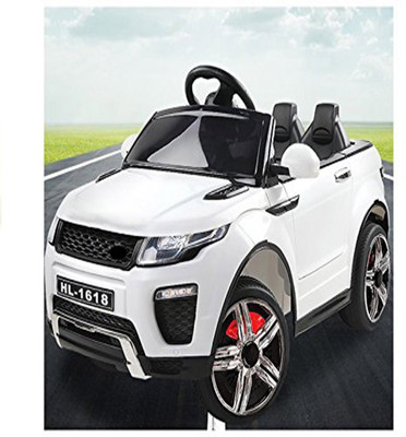 Baybee Range Rover Battery Operated Car with Dual Battery, Dual Motor and Pull Along Trolley with MP3 Player | Parental Remote, Seatbelt Car Battery Operated Ride On(White)