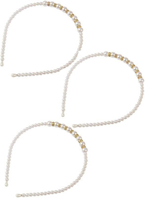 

New Arihant Traders New Arihant Traders- Pearl Hair Band/Headband-White Color (3 pieces) Head Band, Hair Band(White)