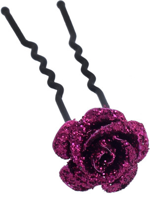

Memoir Acrylic Rose red glitter Rose design Juda hair pin Women Girls Fashion Hair Pin(Pink, Black)