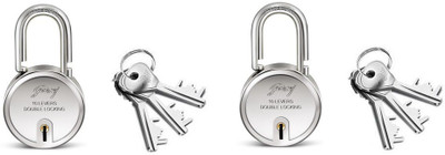 

Godrej round lock 10 levers 3 keys big size (pack of 2) Padlock(Silver)