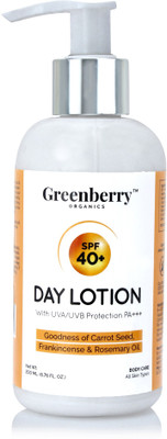 

Greenberry Organics SPF 40+ Day Lotion with UVA/UVB Protection PA+++ | Paraben & Mineral Oil FREE(200 ml)