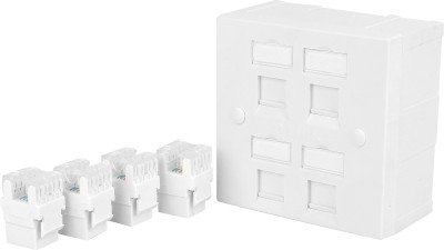 

D-Link Combo Deals - Four RJ45 CAT6E Lan I/O Network Keystone Jack + Gang Box + Four Window Face Plate Dlink - 1 Set Network Interface Card(White)