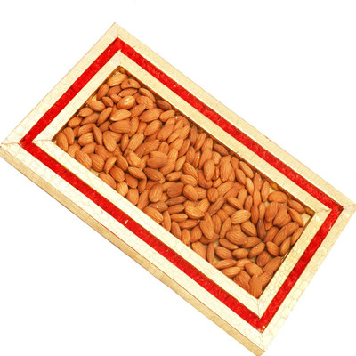 

Ghasitaram Gifts Dryfruits- Red and Gold Almonds Tray Almonds(600 g, Vacuum Pack)