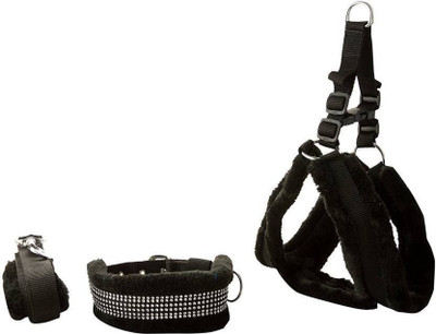 

pet hub Dog Collar & Leash(, BLACK 1.25 INCH  NYLON MATERIAL WITH MINK FUR FUR PADDING { DOG, Black 1.25 inch large nylon material with mink fur fur padding {large dog}