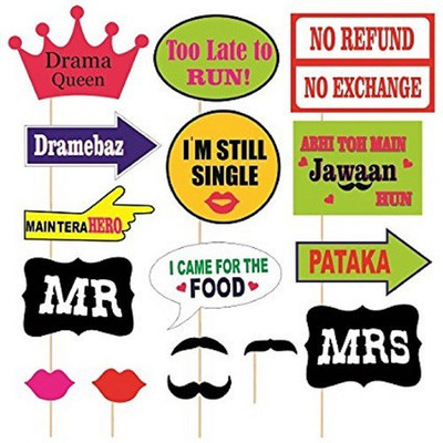 

Kala Decorators Set Of 16 Multicolor Party,Wedding ,Marriage Party props,Photo booth props,Bride to be props,Groom to be props For Wedding,Party Photo Booth Board(Wedding, Party)
