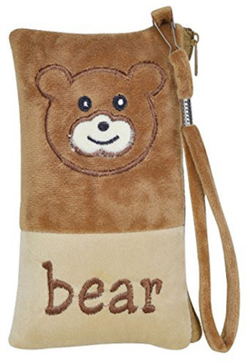 

Chords Teddy Bear Mobile Pouch In Soft Toy Pencil Pouch With Smooth Zipper And Handle Pouch(Brown)