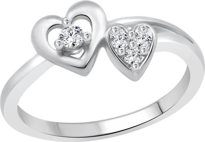 

Vighnaharta Lovely Double Heart Alloy Cubic Zirconia Gold-plated Plated Ring, Silver