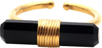 

The Sparkle Story Black Onyx Gemstone Gld Plated Rectangle Shape Alloy Onyx Gold-plated Plated Ring