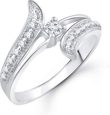 VIGHNAHARTA Shiny Glow Alloy Cubic Zirconia Rhodium Plated Ring