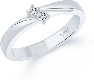 VIGHNAHARTA Simply Band Alloy Cubic Zirconia Rhodium Plated Ring