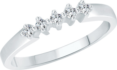 VIGHNAHARTA Simple Five Stone Alloy Cubic Zirconia Rhodium Plated Ring
