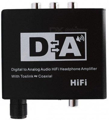 microware HiFi Headphone Amplifie coaxial to fiber 3.5mm Digital Adaptador Optic Coaxial RCA Toslink Signal to Analog Audio Converter Volume Control Media Streaming Device(Black)