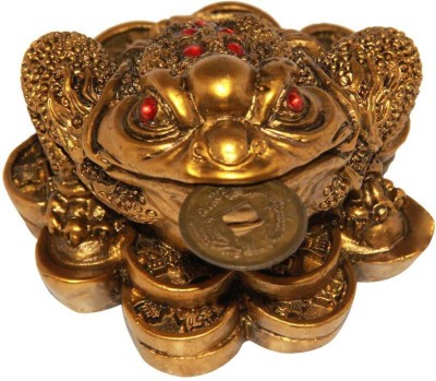 Nitin Collection money frog Decorative Showpiece  -  8 cm(Polyresin, Gold)