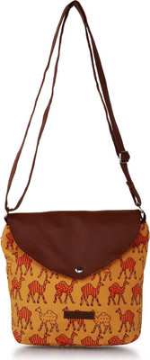 

The Kala Shop Women Casual Brown Canvas Sling Bag