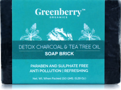

Greenberry Organics Detox Charcoal & Tea Tree Oil Soap Brick | Paraben & Sulphate Free(150 GMS)(150 g)