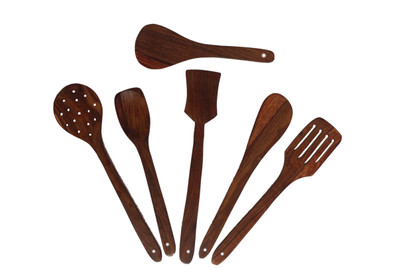 LUNATIC CRAFTWORK NON STICK WOODEN SET OF 6 SPATULA Wooden Spatula(Pack of 6)