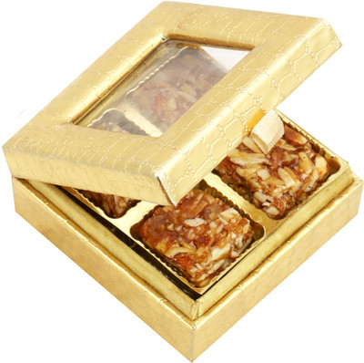 

Ghasitaram Gifts Red and Gold 18 pcs Roasted Almonds Bites Tray(80 g, Box)