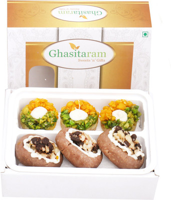 

Ghasitaram Gifts Assorted Box of Anjeer Basket, Kesar Pista Delight,Choco Boat and Almond Basket(200 g, Box)
