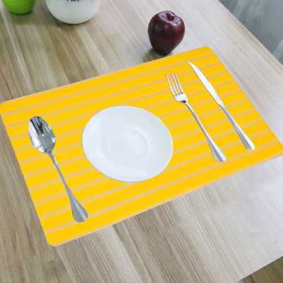 KUBER INDUSTRIES Rectangular Pack of 6 Table Placemat(Yellow, PVC (Polyvinyl Chloride))