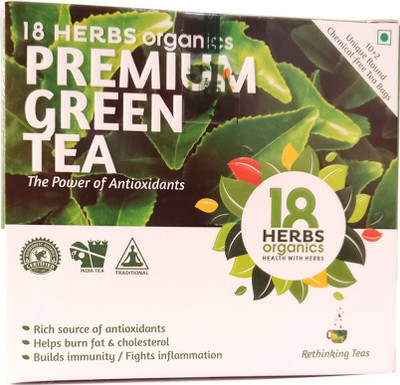 

18 Herbs Premium Green Tea Unflavoured Green Tea Bags(15 g, Drum)