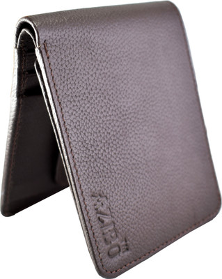 Azibo Men Brown Genuine Leather Wallet(8 Card Slots)
