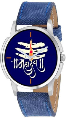 

Spiry Blue Dial Leather Mahadev Watch - For Men