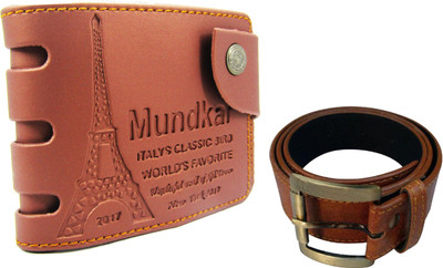 

Peacock Mundkar Wallet, Belt Combo(Tan)